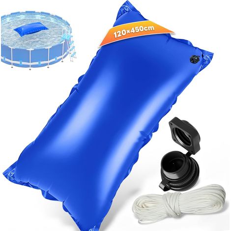 Flotteur Hivernage Piscine 120 x 450CM Coussin Hivernage Piscine Piscines Rondes Rectangulaires Ballon Hivernage Piscine Hors Sol Valves Gonflage Doubles Cordes Kit Réparation (1/5)