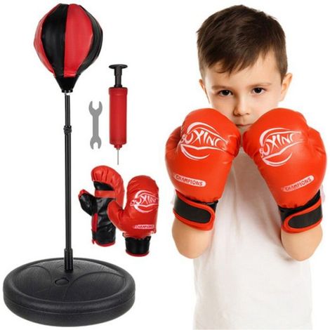 Punching Ball - Sac De Frappe Réglable En Hauteur 70-104 Cm - Avec Gants Et Pompe - Pour Enfants 3 À 7 Ans - Lot De 1