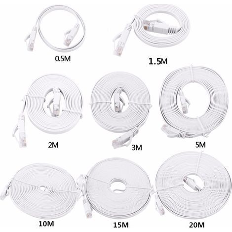 Câble Ethernet Plat CAT6 RJ45 0.5 à 20m - Haute Vitesse Réseau LAN UTP pour Routeur et Ordinateur (1/5)