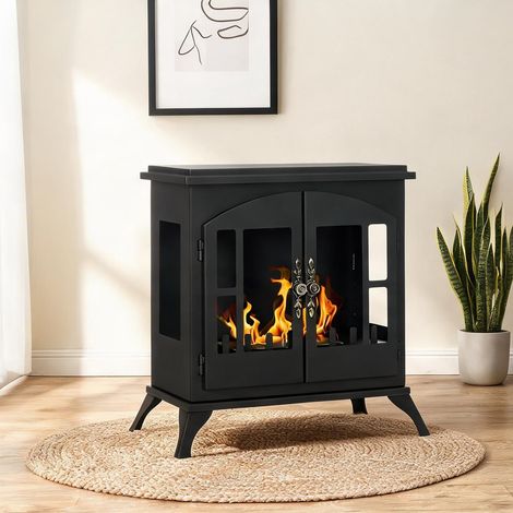Cheminée électrique nero en acciaio acciaio inox 55 x 31 x 55 cm (1/5)