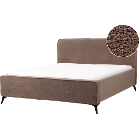 Bed Boucle VALOGNES 160 x 200 cm (EU King Size) Brown (1/5)