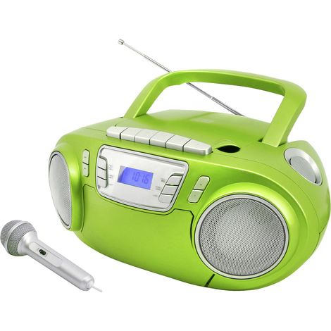 soundmaster SCD5800GR CD-Radio UKW USB, Kassette, Radiorecorder Inkl. Mikrofon Grün (1/2)