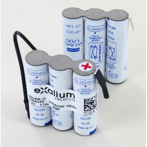 Batteria 7.2V 1.7Ah NiMh per aspirapolvere AEG ELECTROLUX RAPIDO ZB 5106