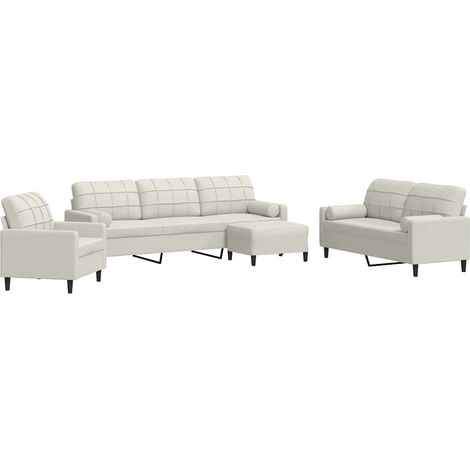 Maison Exclusive - Set di Divani 4 pz con Cuscini e Rinforzi Crema in Velluto
