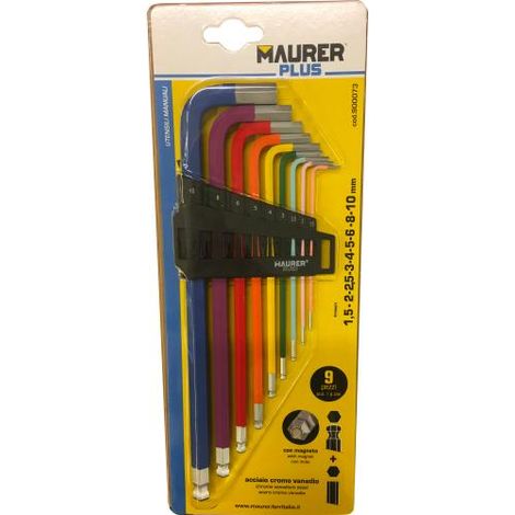 CHIAVI ESAG. SFERA C/MAGNETE LUNGHE IN SERIE MAURER PLUS 9PZ -CF.BLISTER