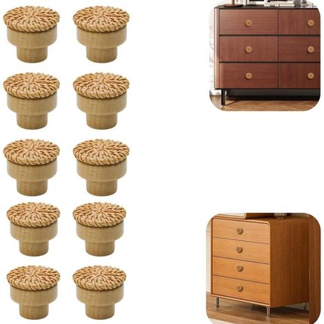 Poignées de meuble lot de 10 avec vis - poignées de tiroir et de porte pour commode et cuisine, brun, 4 x 3 cm (1/5)