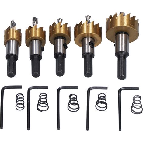 Set mit 5 Hochgeschwindigkeits-Lochsägen aus Kohlenstoffstahl für Holz, 16-30 mm Öffnungen, präzises Bohren, professionelles Set. (1/5)