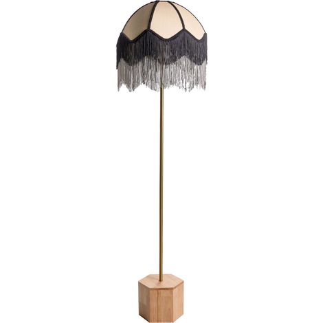 Floor Lamp Natural Fabric Iron 150 cm Drum Shade Light Bedroom Living Room Retro Classic UMGUZA (1/5)