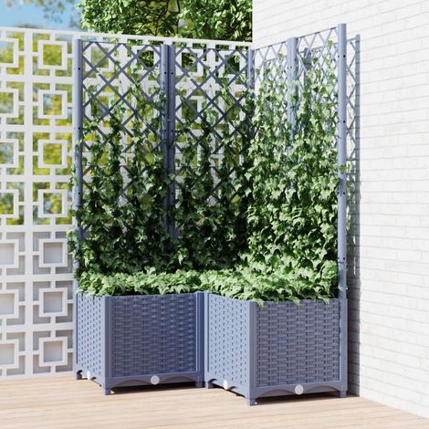 Bac à fleurs,Jardinière avec treillis Gris foncé 80x80x136 cm PP -50149 (1/5)