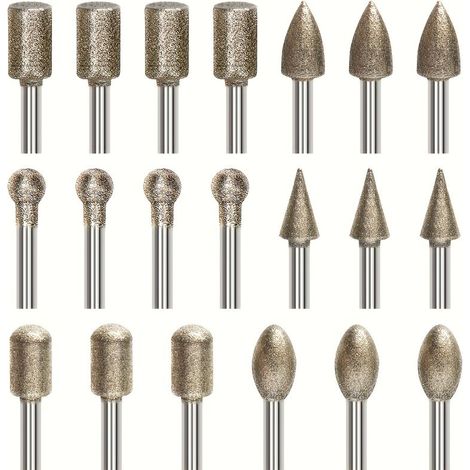Lot De 20 Forets Diamants Outils Rotatifs De Sculpture Sur Pierre Kits De Polissage Revtus De Diamant Avec Tige De 1/8 De Pouce Montage Universel Pour Pierre Verre Cramique (1/5)