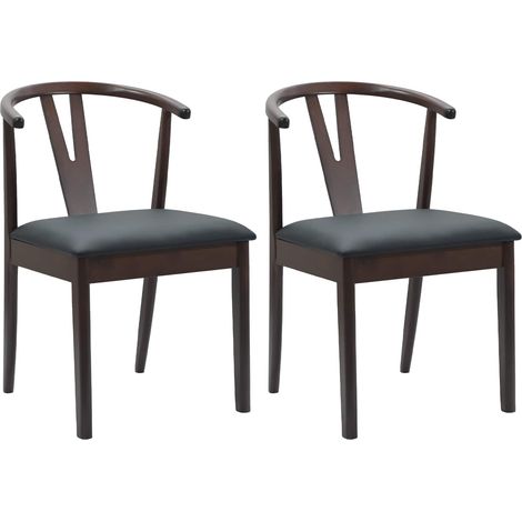 Dining Chair 2 pcs Light Brown and Black Solid Rubber Wood vidaXL