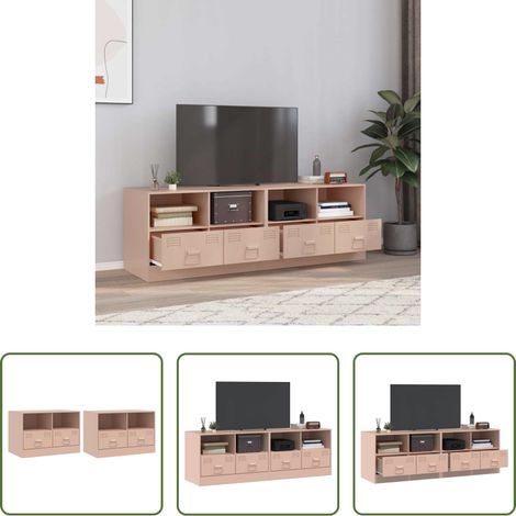 Meuble tv rose - Meubles TV 2 pcs rose 67x39x44 cm acier (1/5)