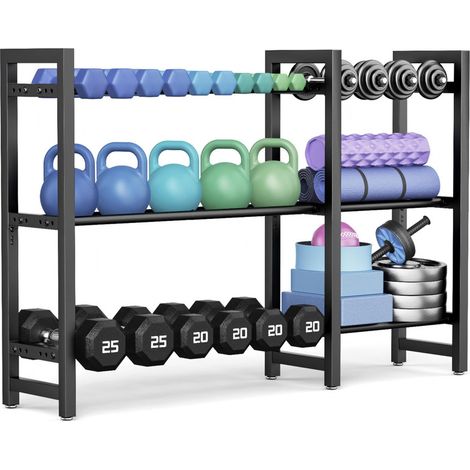 Dumbbell Rack 3-Tier 50 Inch Metal Weight Stand Holder Adjustable Spacing Dumbbell Storage For Home Gym Storage (Rack Only) (1/5)