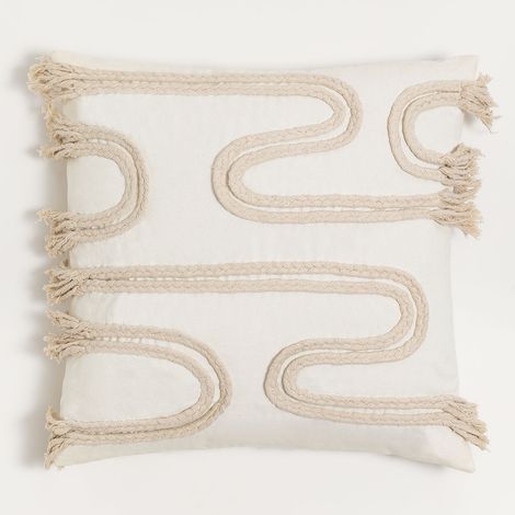 SKLUM Quadratisches Baumwollkissen (45 x 45 cm) Reni Beige Leinen                                  