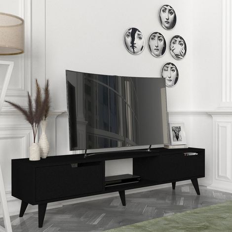 Fernsehschrank Kullila 160x35x40 cm Schwarz [en.casa]