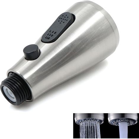 Robinet évier Cuisine Rechange Robinet - Douchette robinet extractible en plastique, finition brossée, prend en charge 2 modes de commutation (pulvérisation, débit) avec bouton d'arrêt (1/5)