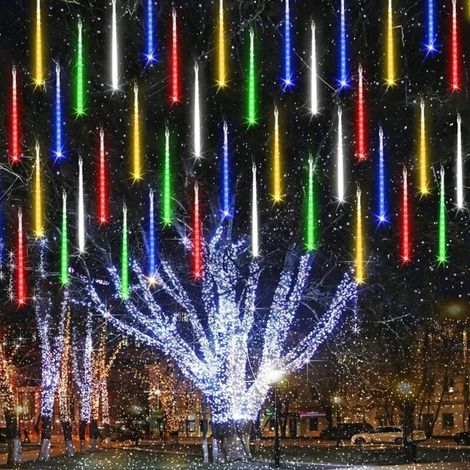 Luces navideñas para exteriores, 11,8 pulgadas, 10 tubos, 240 LED, lluvia de meteoritos, impermeables, conectables para decoración navideña (color) (1/5)