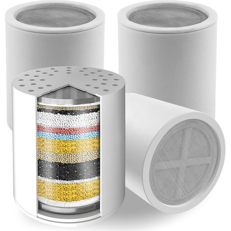 Cartouches de rechange pour filtre de douche (paquet de 4), filtre de douche en eau dure à 20 étapes, élimine le chlore et les métaux lourds, adoucit l'eau. (1/5)