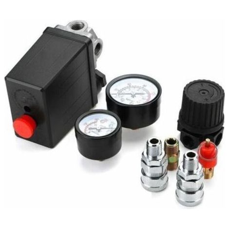 Jauges de régulateur de soupape de commande de pressostat de compresseur d'air 220 V 0-180 psi avec connecteur rapide (220 V)-- (1/3)