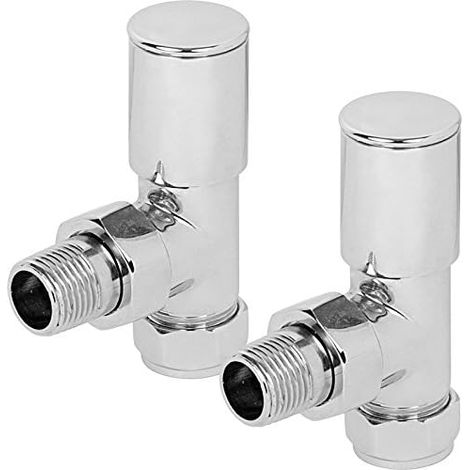 Vanne de radiateur manuelle coudée ronde + verrou 15 mm Chromé (1/5)