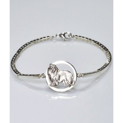 Collie 3D halbsteifes Armband in 925 Silber