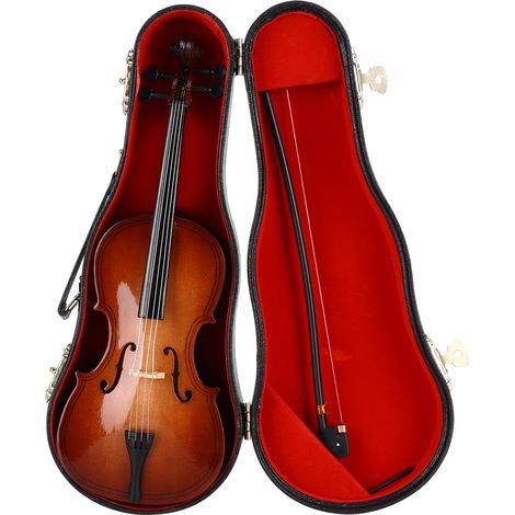 Mini Cello Model Ornament Bass Musical Instrument Wooden Decoration Delicate Gift (1/5)