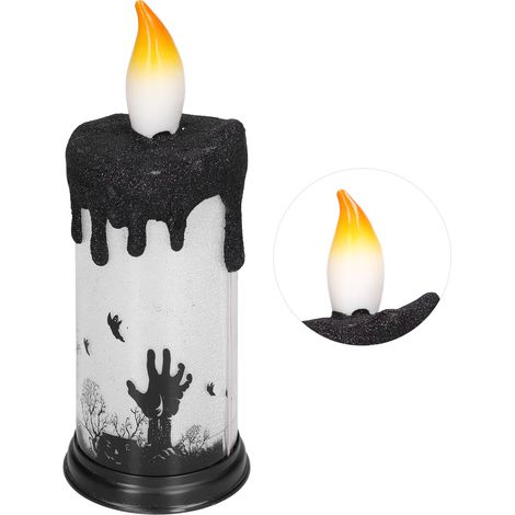 Boule à neige d'Halloween avec bougies LED, décoration de fantôme, lampe électronique pour fête et vacances (1/5)