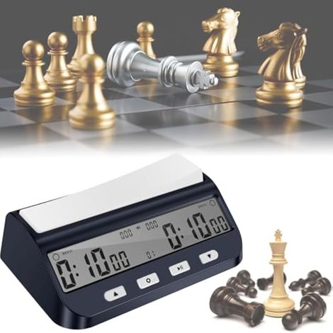 Horloge d'échecs Numérique, Professionnelle Minuteur d'échecs Numérique avec Alarme, Portable 5 en 1 Timer Echec avec de Retard et de Temps Positif pour Maison et Tournois Jeux de Société (1/5)