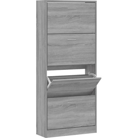 Armoire à chaussures moderne design pour entrée 63 x 24 x 147 cm grand espace de rangement en bois d'ingénierie gris (1/5)