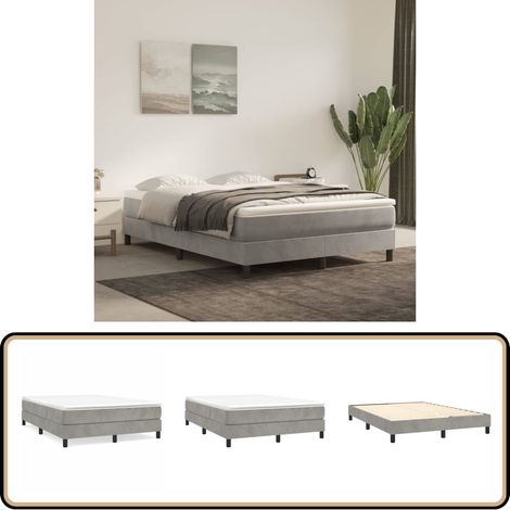 Cadre de lit sans matelas gris clair 140x190 cm velours - Cadre De Lit - Lit Double - Lit Velours - Lit Design - Literie