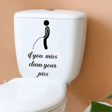 Autocollants de toilettes humoristiques « Si vous oubliez de nettoyer votre pipi » - Décoration murale en vinyle imperméable et amovible (1/5)