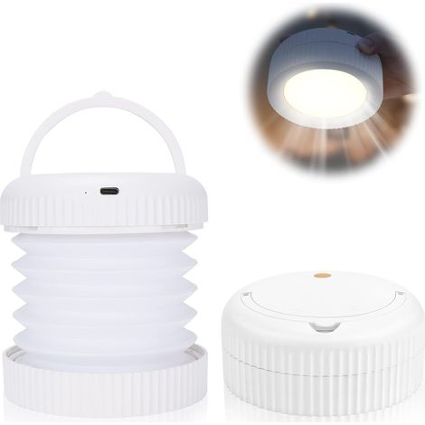 Lampe Camping, Macause Lumière de Camping Ampoule Rechargeable Tente de Camping Lampe Lampe Portative à Aimant  avec USB Rechargeable 4 Modes D'éclairage Luminosité Lanterne Camp Lumière SOS [Classe é