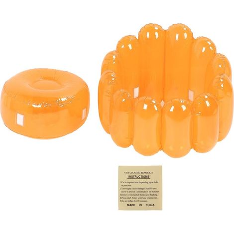 Fauteuil Gonflable Transparent PVC Orange Design Moderne Résistant 250lbs Lot de 2 pour Intérieur Extérieur Salon Déco (1/5)