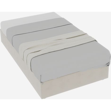 Cadre de lit minimaliste moderne, 90200 cm, beige, en velours hollandais, équipé de vérins à gaz, mobilier de chambre de style moderne, tête de lit et matelas non inclus. (1/5)