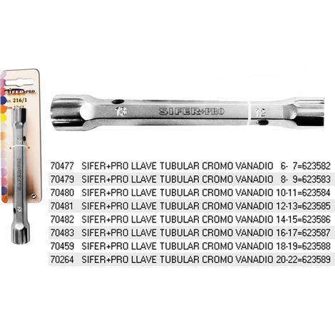 SIFER sifer+pro llave tubular cromo vanadio   6-  7 623582 , sifer+pro llave tubular cromo vanadio   6-  7 623582