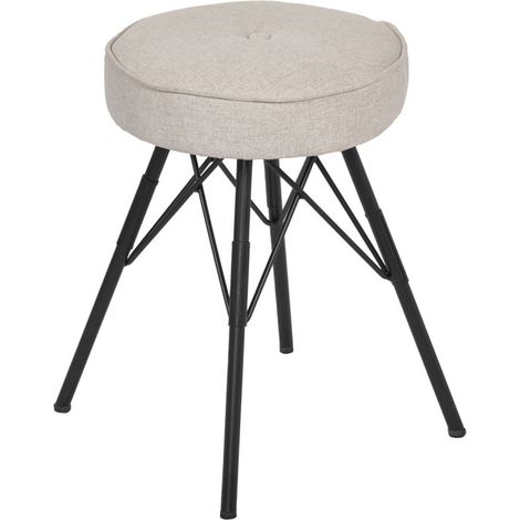 Tabouret H. 45 cm tissu chiné gris clair et pieds en métal - IDA 7483 (1/5)