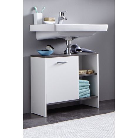 Meuble sous lavabo contemporain blanc Toscane II (1/4)
