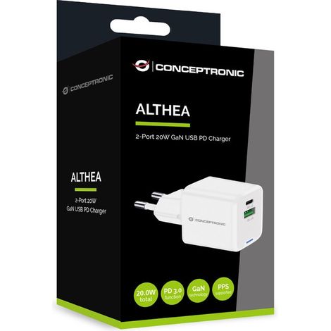 Conceptronic ALTHEA15W 2-Port 20W GaN USB PD Charger Ladegeräte - USB -