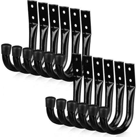 Crochets de rangement robustes pour garage, lot de 12 crochets pour vélos, fixation murale. (1/5)