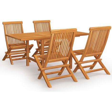 Mobili da giardino mobili da esterno set di mobili 5 pezzi in legno massello di teak 020016569