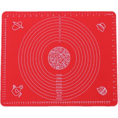 Tappetino da forno monopezzo, grande, antiscivolo, in silicone, rosso, 50 x 70 cm (1/4)