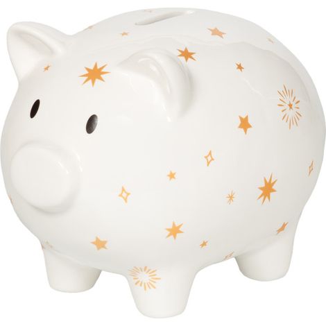 Amadeus Les Petits - Tirelire cochon Circus doré et crème 17,4 cm en céramique (1/4)