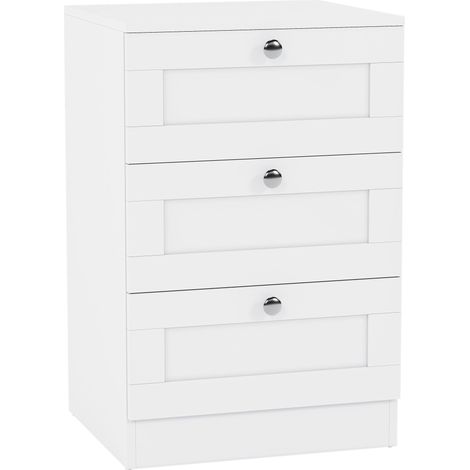 Altino Bedside Table 3 Drawer Storage Chest Bedroom Furniture, White
