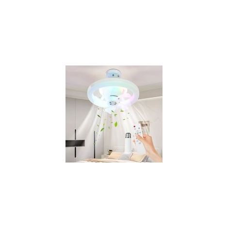 Ventilateur de plafond avec lumière, télécommande, ventilateur de plafond RGB avec douille E27, 3 couleurs, câble d'extension (1/5)