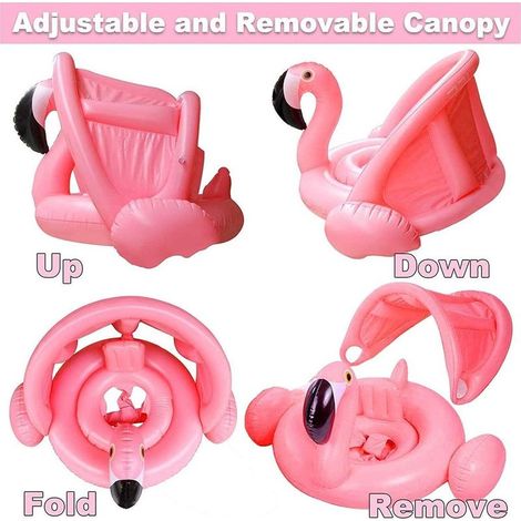 Aufblasbarer Flamingo-Schwimmring, aufblasbarer Baby-Schwimmring, Baby-Schwimmbecken mit Sonnenschutz, Babyschwimmer, Babyschwimmlehrer, aufblasbare Boje (1/5)