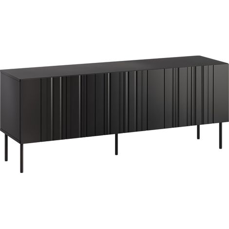 Meuble TV Evavese 102, Noir, Le nombre de portes: 3, Nombre de tiroirs: 0, 151x60x40cm (1/5)