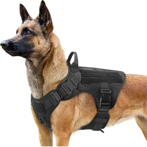 Giubbotto tattico per cani FOREHILL di taglia media e grande, in nylon idrorepellente 1000D, nero, taglia M (1/5)