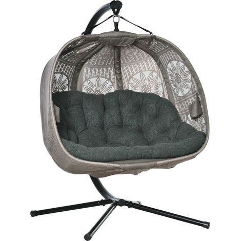 Fauteuil suspendu 2 places pliable avec support sable (1/5)