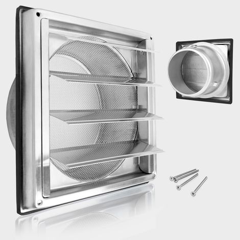 125mm Grille de ventilation, 304 inox Clapet anti-retour Grille de protection contre les intempéries, Grille de ventilation avec moustiquaire, Aeration INOX, pour tuyau VMC et gainage etc (1/5)