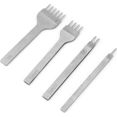 Outils en acier pour le travail du cuir (bricolage) : ciseau à coudre à 1 dent / 2 dents / 4 dents / 6 dents (5 mm) (1/5)